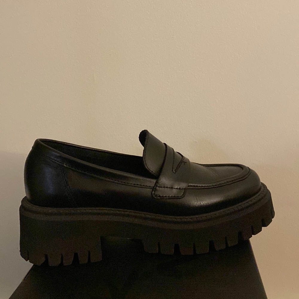 Real Leather Platform Loafers